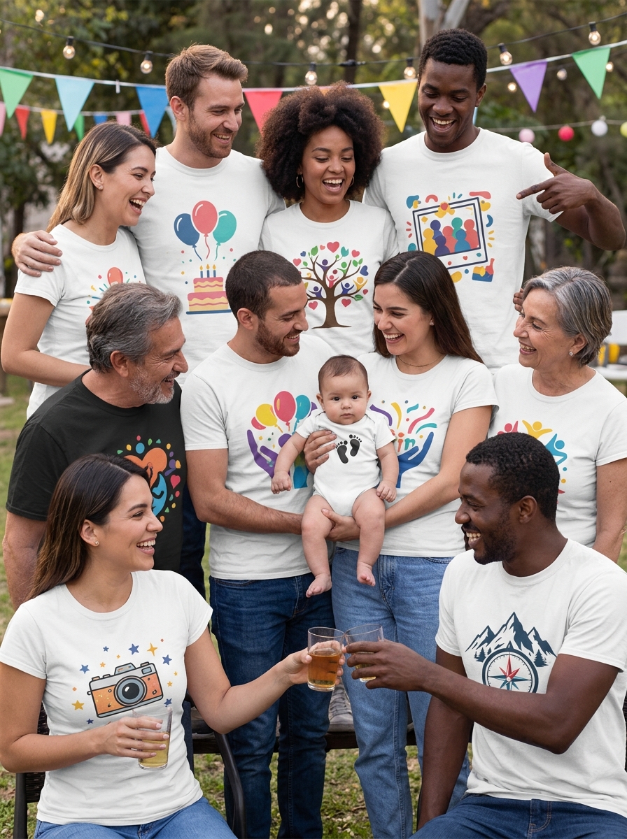 Crea camisetas únicas para cumpleaños de niños con nombres, edad, dibujos, frases o diseños especiales. Una opción divertida para que el cumpleañero y sus amigos vivan la fiesta con una imagen personalizada, ideal para fotos, juegos, celebraciones temáticas y recuerdos que se guardan con cariño.